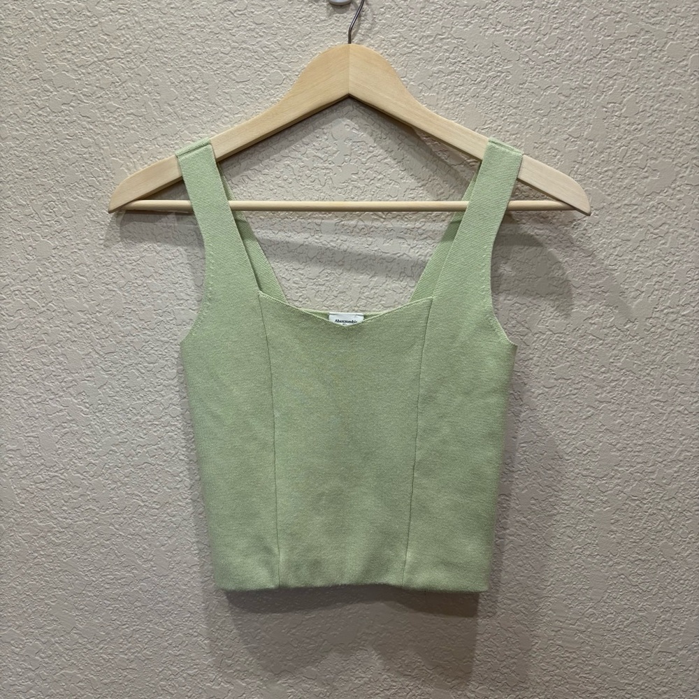 Abercrombie & Fitch Light Green Square Neckline Ribbed Knit Tank Top Size XS - Picture 2 of 6